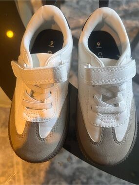 Carter's White and Tan Kids Velcro Sneakers